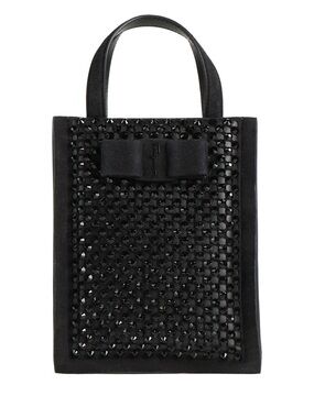 Salvatore Ferragamo Black Crystal Bow VIva Mini Tote